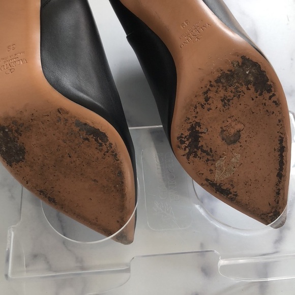 Valentino Garavani Rockstud Leather Heeled Ankle Booties Blk EU 39/ US Size 9 - Picture 15 of 16